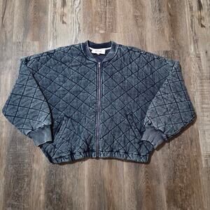 Blue quilted light wash steve madden bomber jacket